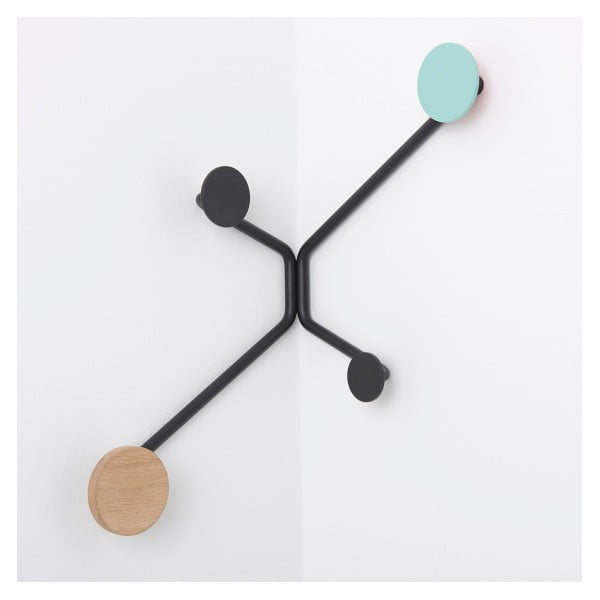 Appendiabiti angolare nero con dettaglio verde menta Hook - Gazzda-image-2