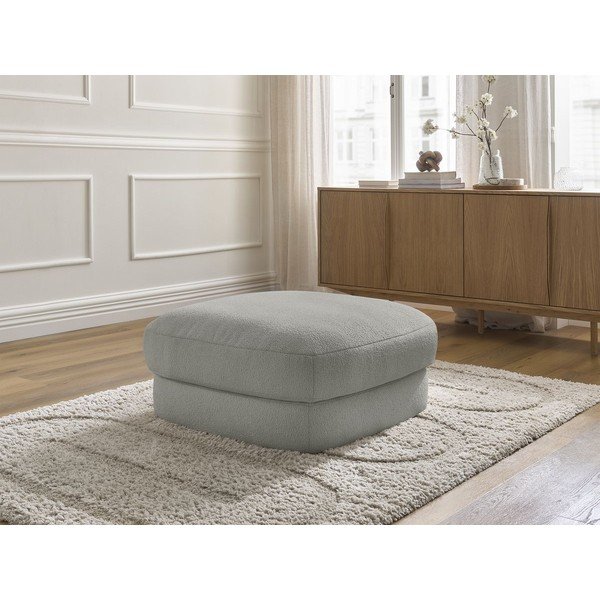 Poggiapiedi grigio chiaro con rivestimento in bouclé Leonore – Bobochic Paris-image-1