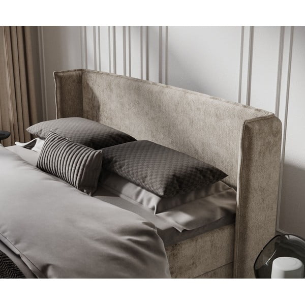 Letto boxspring beige con spazio contenitivo 160x200 cm Passion - Maison de Rêve-image-4