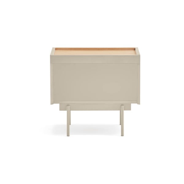 Comodino beige/tonalità naturale con decoro in rovere Otto - Teulat-image-3