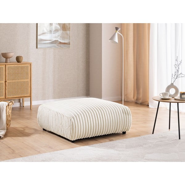 Poggiapiedi color crema con rivestimento in velluto a coste Justin – Ropez-image-1