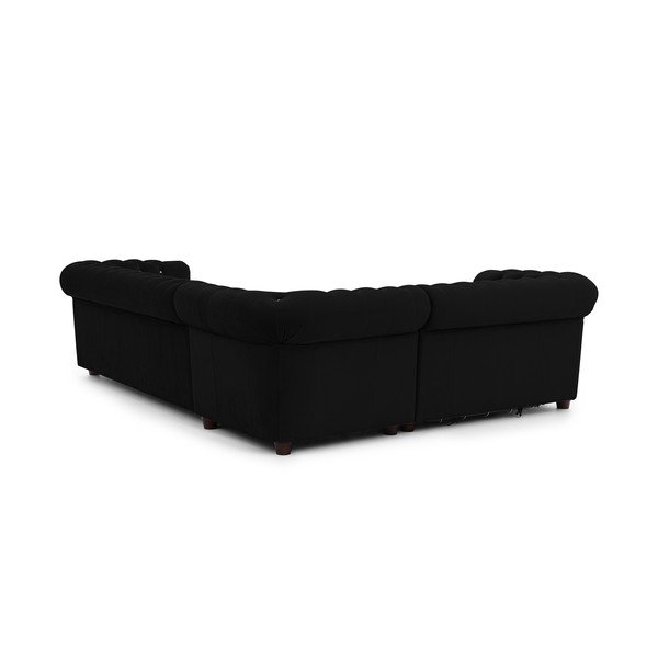 Divano angolare nero allungabile (con penisola a sinistra/a L) con rivestimento in velluto York Blik – Ropez-image-3