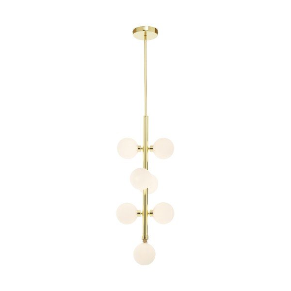 Lampadario bianco/dorato in metallo con paralume in vetro ø 27 cm Trieste – Premier Housewares-image-2