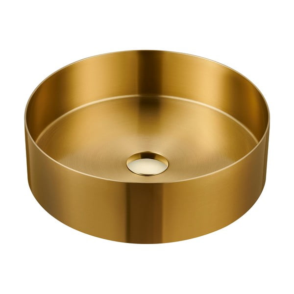 Lavabo rotondo dorato in acciaio inox ø 38 cm Aurum – Sapho