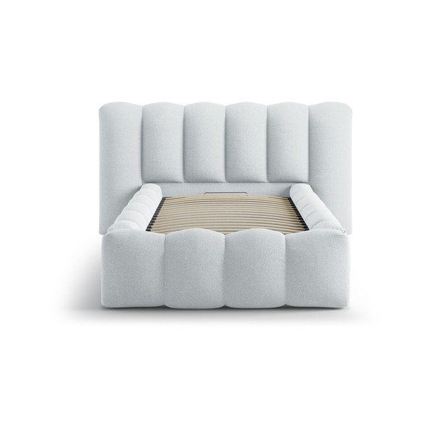 Letto singolo imbottito grigio chiaro con contenitore con rete inclusa 90x200 cm Lupine – Micadoni -image-3