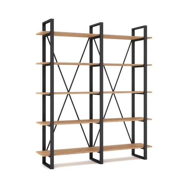 Scaffale in rovere nero/naturale 150x180 cm Aviva - Marckeric-image-2