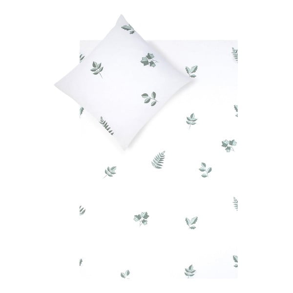 Biancheria da letto in flanella bianca e verde per letto singolo , 155 x 220 cm Fraser - Westwing Collection