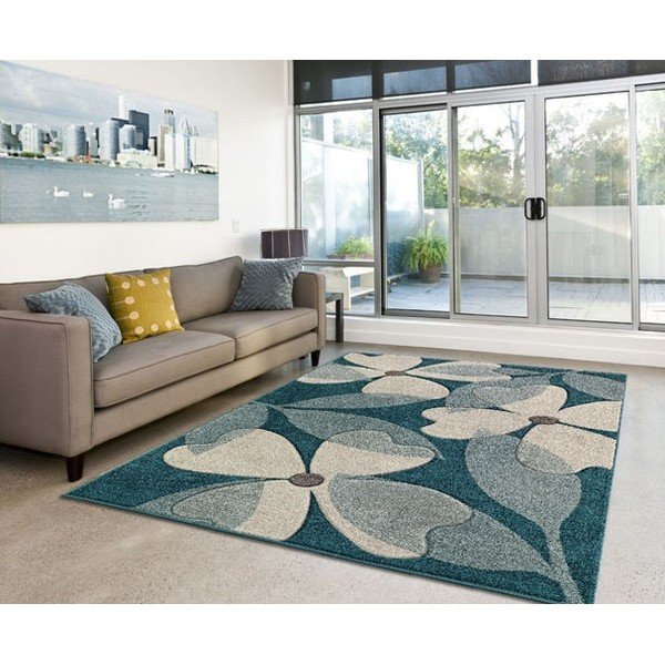 Koberec Intarsio Floral Blue, 160x230 cm