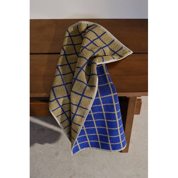 Asciugamano verde/blu in cotone 50x70 cm Grid – Jotex-image-1