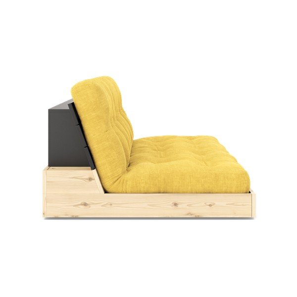 Divano letto in velluto a coste giallo 196 cm Base - Karup Design-image-3