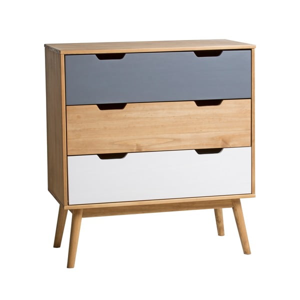 Cassettiera in legno di pino massiccio, larghezza 80 cm Cusco - Marckeric-image-3