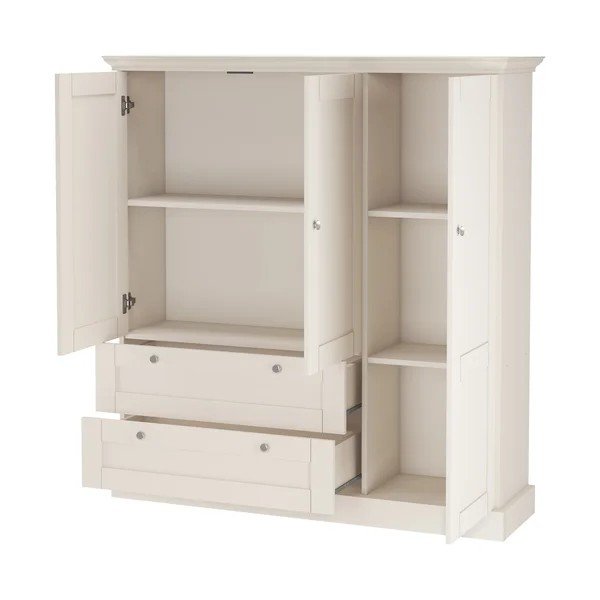 Armadietto beige opaco 122x130x35 cm Binz – Støraa-image-3