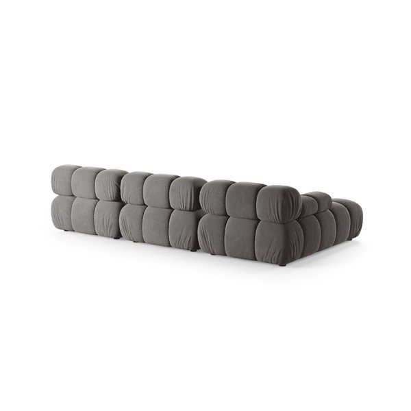 Divano angolare componibile grigio chiaro (con penisola a sinistra/con chaise lounge) con rivestimento in velluto – Micadoni -image-2