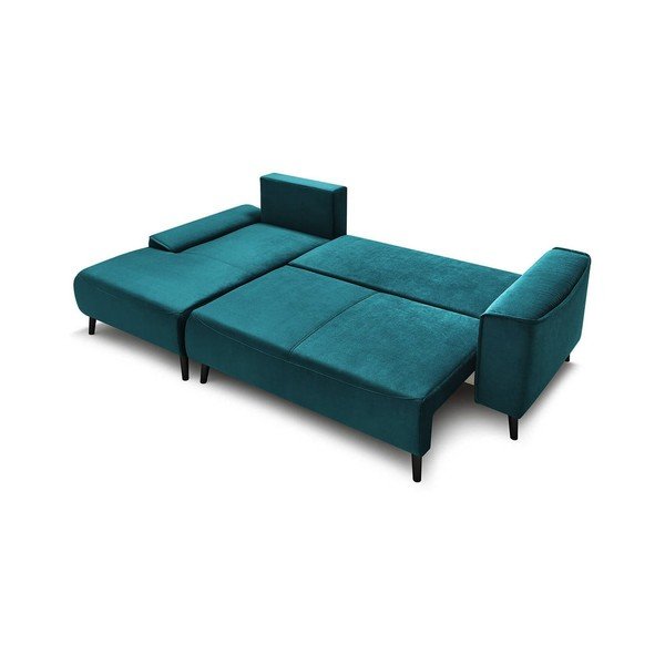 Divano letto in velluto color petrolio Hera Bis, angolo sinistro - Bobochic Paris-image-3