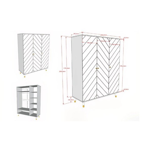 Armadio bianco per bambini 150x200 cm BILLY - Vipack-image-2