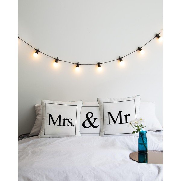 Set di 3 cuscini Mr & Mrs, 45 x 45 cm - Really Nice Things-image-1