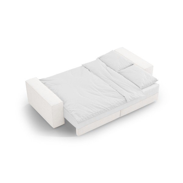 Divano letto bianco in tessuto bouclé 247 cm Jodie - Micadoni Home-image-4