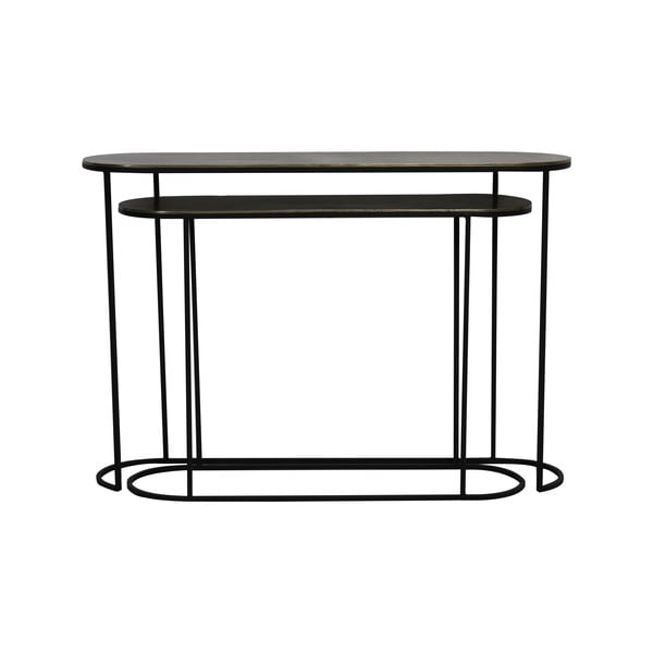 Tavolo consolle in metallo color bronzo in set da 2 pezzi 28x118 cm Bocov - Light & Living-image-2