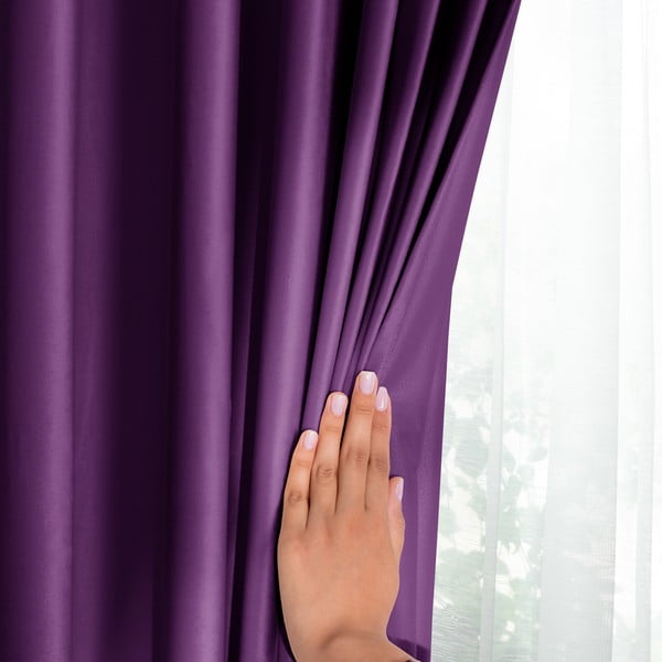 Tenda parzialmente oscurante viola in velluto 140x245 cm Pleat – Restilo-image-1