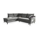 Divano letto angolare in velluto grigio chiaro L, angolo sinistro Stylish Stan - Miuform