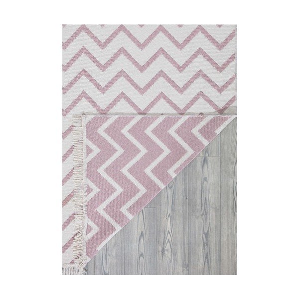 Tappeto in cotone bianco e rosa , 160 x 230 cm Duo - Oyo home-image-4
