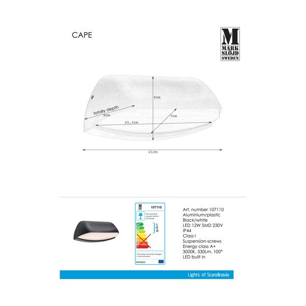 Lampada da parete nera Cape - Markslöjd-image-2