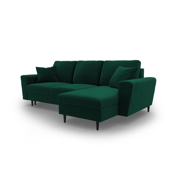 Divano angolare verde allungabile e con contenitore con rivestimento in velluto Kyoto – Cosmopolitan Design-image-4