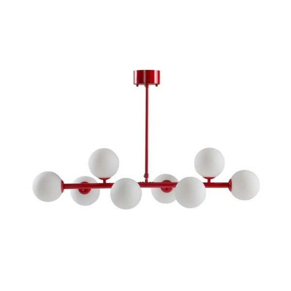 Plafoniera rossa/bianca in vetro opale 30x104 cm Ekman – Jotex