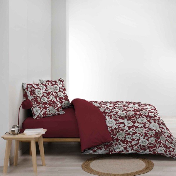 Biancheria da letto in cotone rosso e bianco per letto matrimoniale 240x220 cm Milady - douceur d'intérieur-image-1