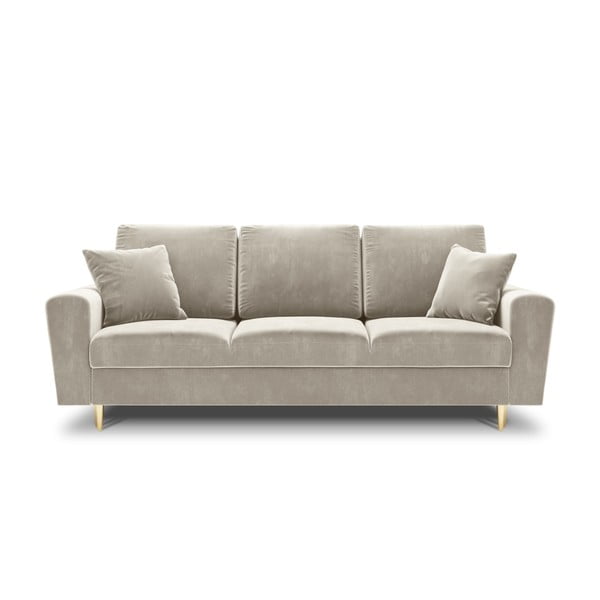 Divano beige allungabile e con contenitore con rivestimento in velluto 235 cm Kyoto – Cosmopolitan Design