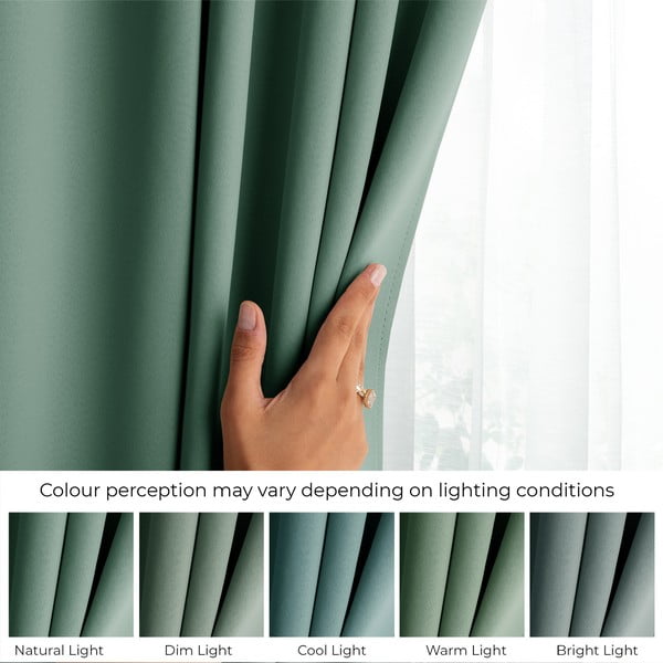 Tenda parzialmente oscurante verde chiaro 140x245 cm Kierra – Restilo-image-4