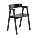 Sedia da pranzo nera in rovere massiccio con braccioli Flip – Gazzda