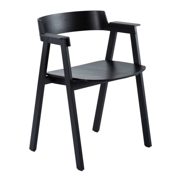 Sedia da pranzo nera in rovere massiccio con braccioli Flip – Gazzda