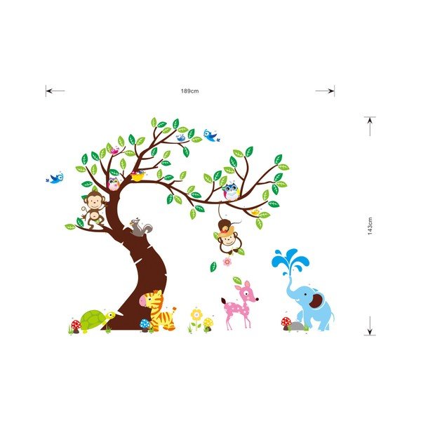 Set di adesivi murali per bambini Albero, Scimmie ed Elefante - Ambiance-image-2