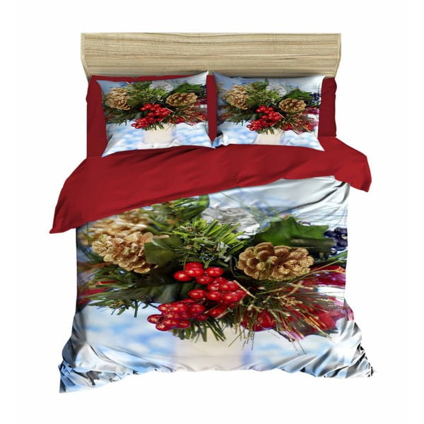 Set di lenzuola e biancheria per letto matrimoniale Christmas Berries, 200 x 220 cm - Mijolnir