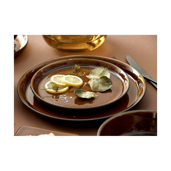 Piatto da dolce nero/color ambra in gres ø 21 cm Gastro Black/Amber – Bitz-image-1