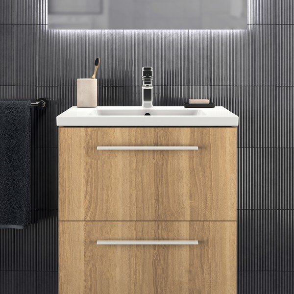 Mobile per lavabo in rovere naturale a sospensione 60x63 cm i.Life B - Ideal Standard-image-1