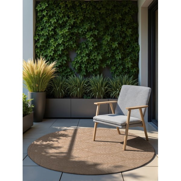 Tappeto da interno/esterno rotondo beige/avorio ø 160 cm Duet Liora – NORTHRUGS-image-1