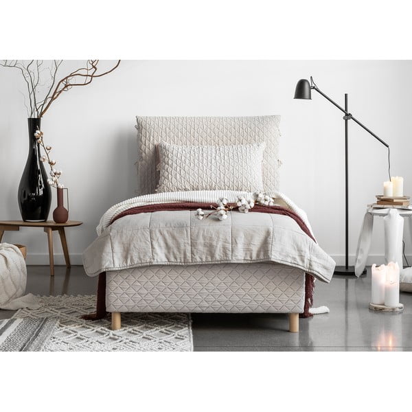 Letto singolo imbottito beige con rete 90x200 cm Sleepy Luna - Miuform-image-1