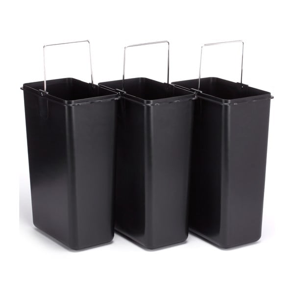 Cestino per la spazzatura color argento opaco in acciaio per raccolta differenziata/con pedale 3x8 l   Tri Selectif – MSV-image-3