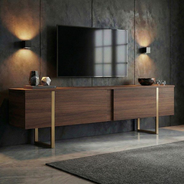 Mobile TV colore naturale scuro con effetto noce 180x50x30 cm Onera – Kalune Design-image-1