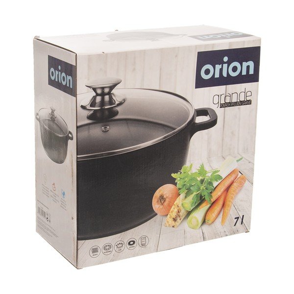 Pentola in alluminio con coperchio in vetro , ø 28 cm Grande - Orion-image-4