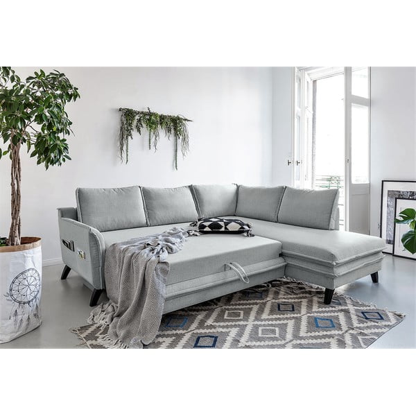 Divano letto angolare grigio chiaro L, angolo destro Charming Charlie - Miuform-image-4