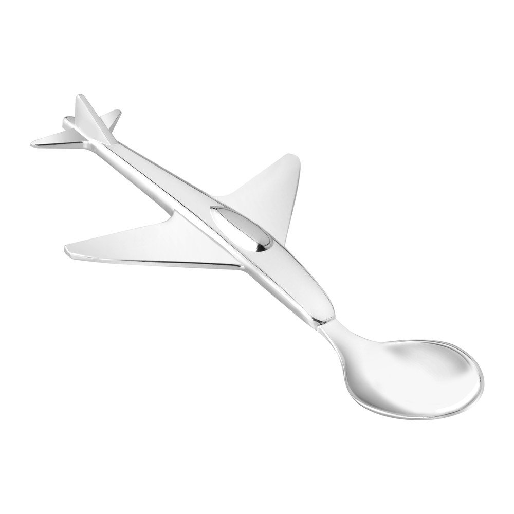 Cucchiaio da bambini argentato in acciaio inox Plane – Zilverstad | Posate per bambini