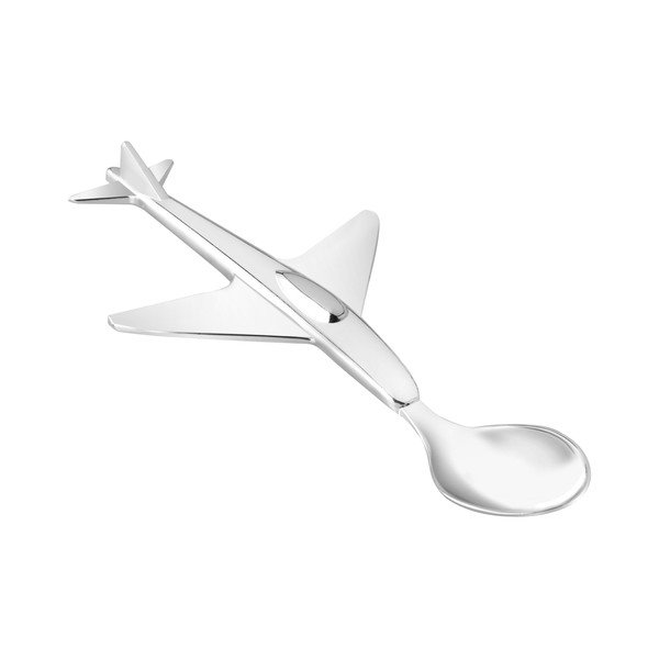 Cucchiaio da bambini argentato in acciaio inox Plane – Zilverstad