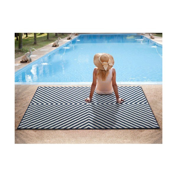 Tappeto da esterno blu e bianco Cannes Hypnotic, 150 x 80 cm - Universal-image-2