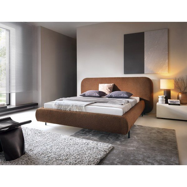 Letto matrimoniale imbottito color terracotta con contenitore e rete inclusi 160x200 cm Pointt – ELTAP-image-1