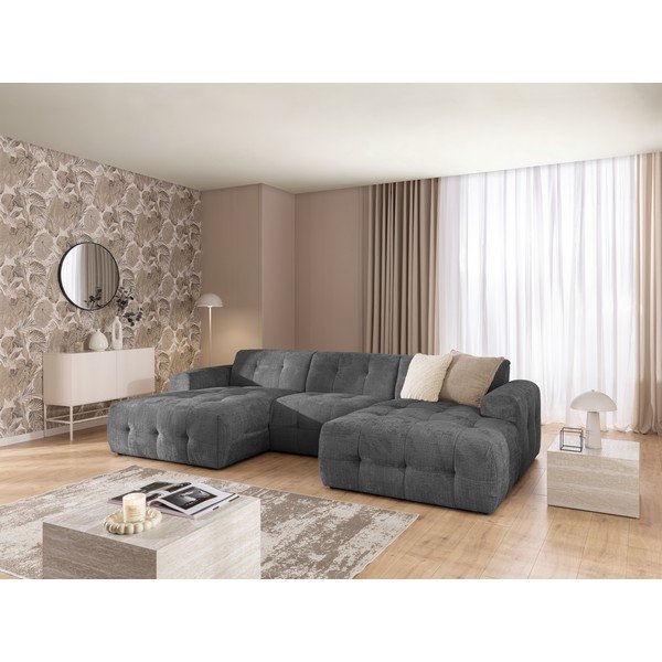 Divano angolare grigio scuro (a U/con chaise lounge) Melva – Ropez-image-3