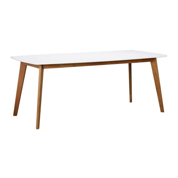 Tavolo da pranzo bianco con gambe in legno Griffin, lunghezza 190 cm Olivia - Rowico