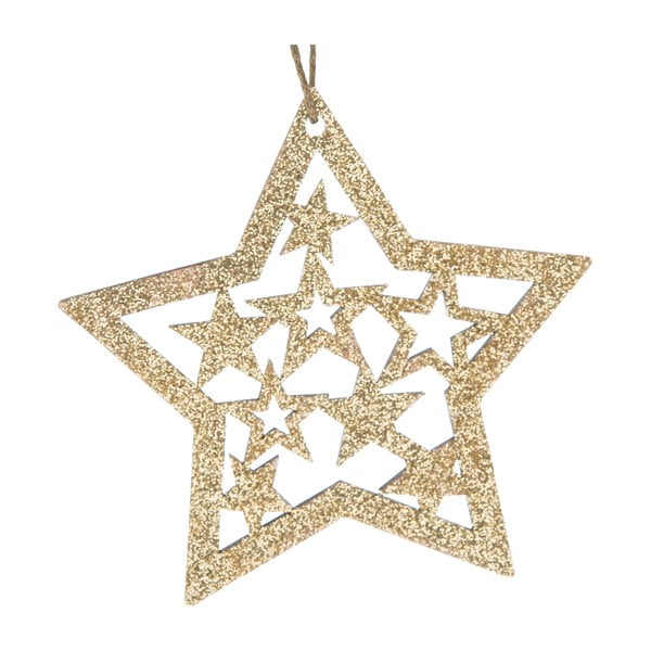 Set di 3 stelle pendenti in legno color oro - Dakls